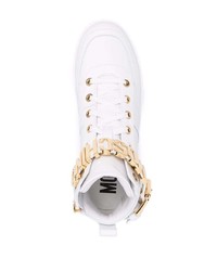 weiße hohe Sneakers aus Leder von Moschino
