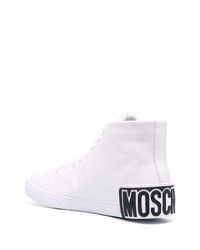 weiße hohe Sneakers aus Leder von Moschino