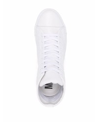 weiße hohe Sneakers aus Leder von Moschino