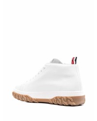 weiße hohe Sneakers aus Leder von Thom Browne