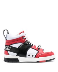 weiße hohe Sneakers aus Leder von Moschino