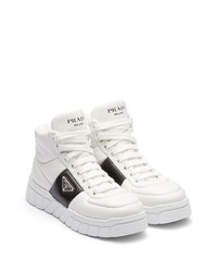 weiße hohe Sneakers aus Leder von Prada