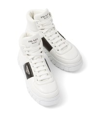 weiße hohe Sneakers aus Leder von Prada