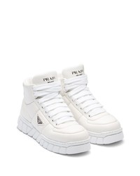 weiße hohe Sneakers aus Leder von Prada