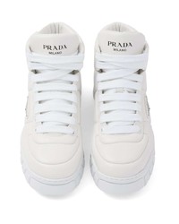 weiße hohe Sneakers aus Leder von Prada