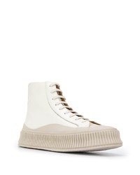 weiße hohe Sneakers aus Leder von Jil Sander