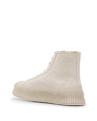 weiße hohe Sneakers aus Leder von Jil Sander