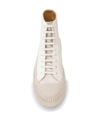 weiße hohe Sneakers aus Leder von Jil Sander