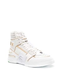 weiße hohe Sneakers aus Leder von Philipp Plein