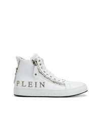 weiße hohe Sneakers aus Leder von Philipp Plein