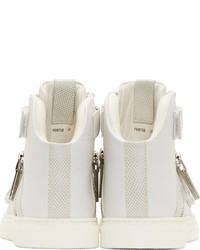 weiße hohe Sneakers aus Leder von Balmain