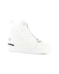 weiße hohe Sneakers aus Leder von Philipp Plein