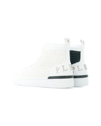 weiße hohe Sneakers aus Leder von Philipp Plein