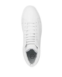 weiße hohe Sneakers aus Leder von Philipp Plein