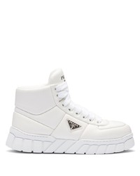 weiße hohe Sneakers aus Leder von Prada