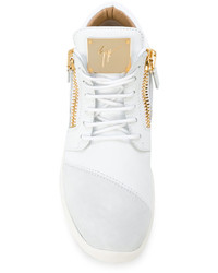 weiße hohe Sneakers aus Leder von Giuseppe Zanotti Design