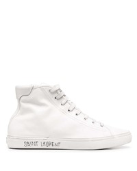 weiße hohe Sneakers aus Leder von Saint Laurent