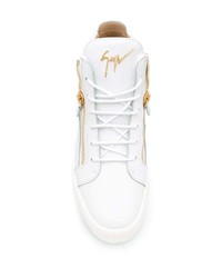 weiße hohe Sneakers aus Leder von Giuseppe Zanotti