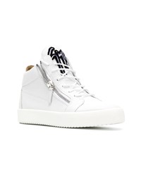 weiße hohe Sneakers aus Leder von Giuseppe Zanotti Design