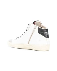 weiße hohe Sneakers aus Leder von Leather Crown