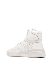 weiße hohe Sneakers aus Leder von Saint Laurent