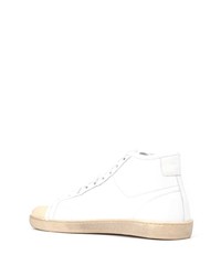 weiße hohe Sneakers aus Leder von Saint Laurent