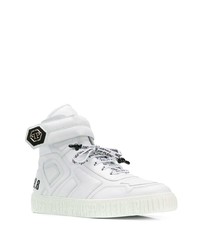 weiße hohe Sneakers aus Leder von Philipp Plein