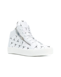 weiße hohe Sneakers aus Leder von Giuseppe Zanotti Design