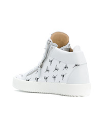 weiße hohe Sneakers aus Leder von Giuseppe Zanotti Design