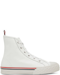 weiße hohe Sneakers aus Leder von Thom Browne