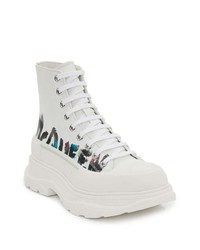 weiße hohe Sneakers aus Leder von Alexander McQueen