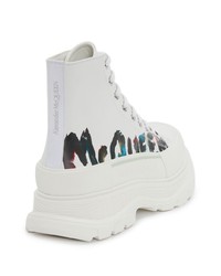 weiße hohe Sneakers aus Leder von Alexander McQueen