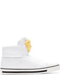 weiße hohe Sneakers aus Leder von Versace