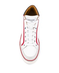 weiße hohe Sneakers aus Leder von Thom Browne