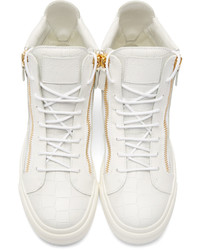 weiße hohe Sneakers aus Leder von Giuseppe Zanotti