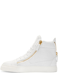 weiße hohe Sneakers aus Leder von Giuseppe Zanotti