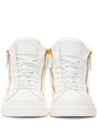 weiße hohe Sneakers aus Leder von Giuseppe Zanotti