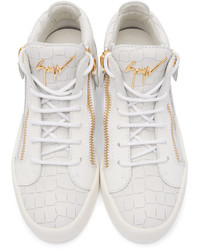 weiße hohe Sneakers aus Leder von Giuseppe Zanotti