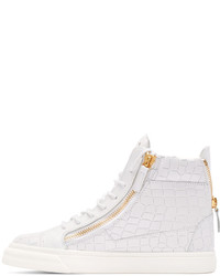 weiße hohe Sneakers aus Leder von Giuseppe Zanotti