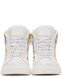 weiße hohe Sneakers aus Leder von Giuseppe Zanotti