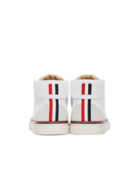 weiße hohe Sneakers aus Leder von Thom Browne