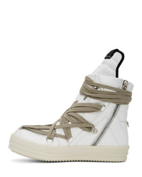 weiße hohe Sneakers aus Leder von Rick Owens