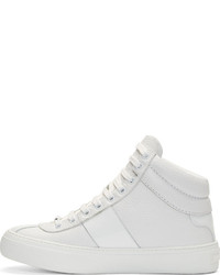 weiße hohe Sneakers aus Leder von Jimmy Choo