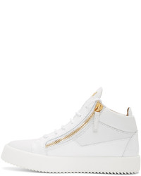 weiße hohe Sneakers aus Leder von Giuseppe Zanotti