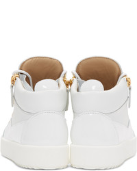 weiße hohe Sneakers aus Leder von Giuseppe Zanotti