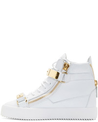 weiße hohe Sneakers aus Leder von Giuseppe Zanotti