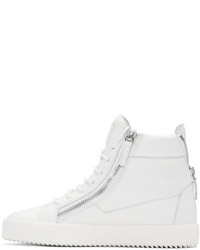 weiße hohe Sneakers aus Leder von Giuseppe Zanotti