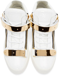 weiße hohe Sneakers aus Leder von Giuseppe Zanotti