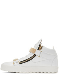 weiße hohe Sneakers aus Leder von Giuseppe Zanotti