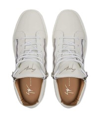 weiße hohe Sneakers aus Leder von Giuseppe Zanotti